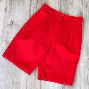 Vintage 80s Red Pleated High Waist Bermuda Shorts